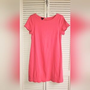 Talbots Coral Short Sleeve Midi Dress Scallop Sleeve And Hem Size Large